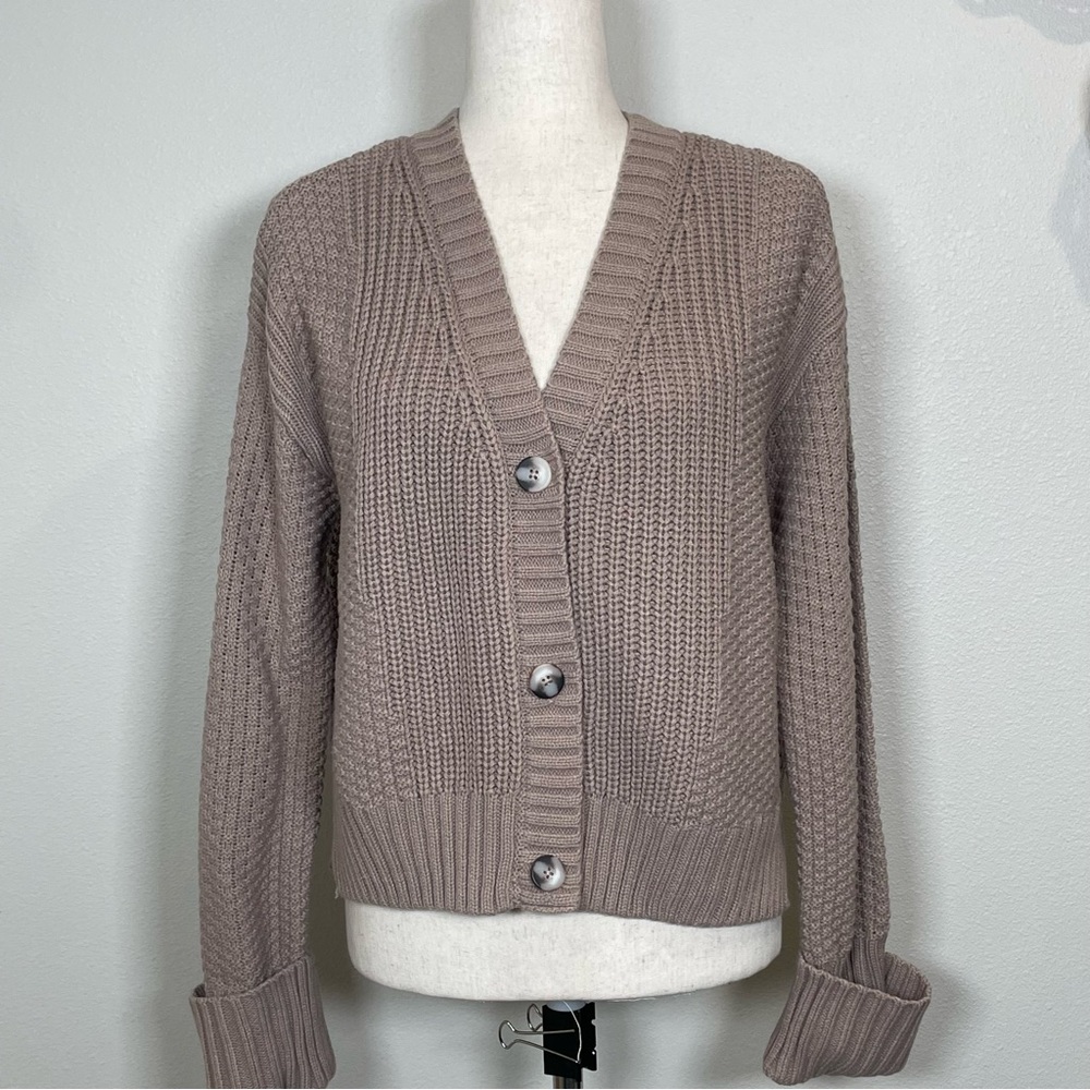 Cute & Comfortable Dex Button Up V-Neck Cardigan Brown  Medium